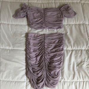 Two piece top and skirt Grey Suede